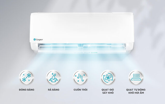 Điều hòa Casper 1 chiều được tích hợp công nghệ tự làm sạch dàn lạnh iClean hiện đại giúp hạn chế bụi bẩn
